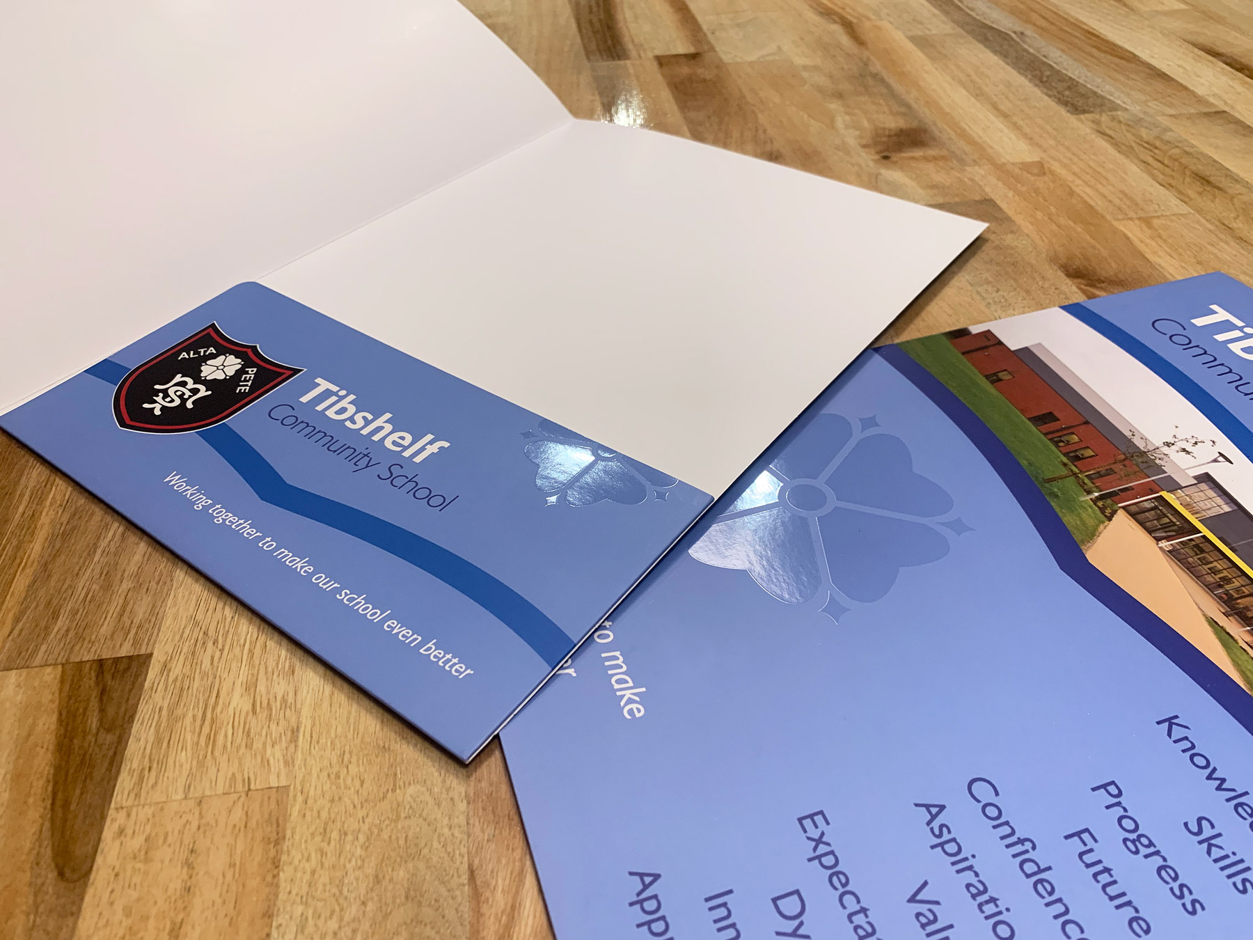 school folder design layout gloss lamination spot uv varnish