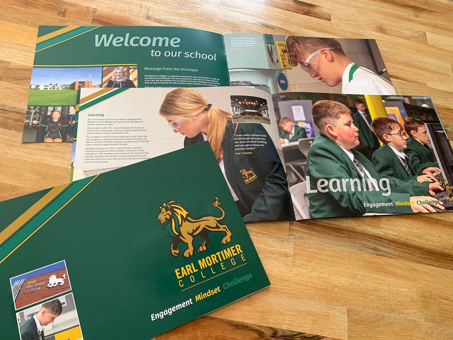 school prospectus pages with school logo design