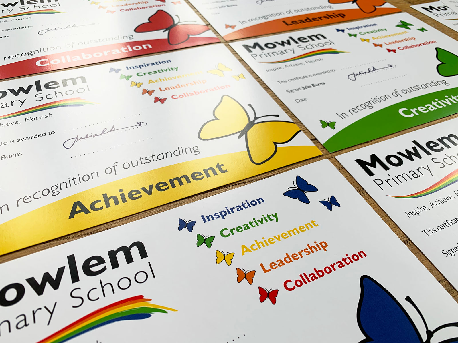 New School Certificates for Mowlem Primary School