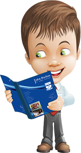 boy holding school prospectus with laminate on the cover