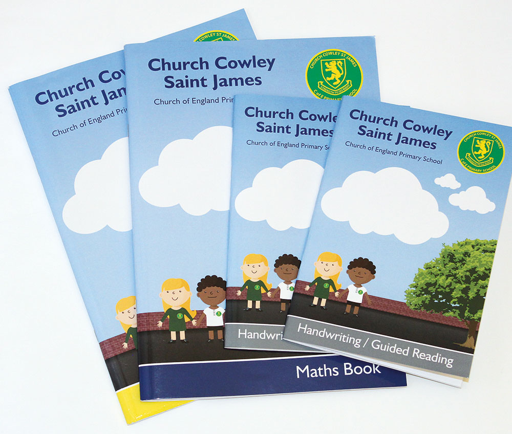 full colour exercise books and reading records designed