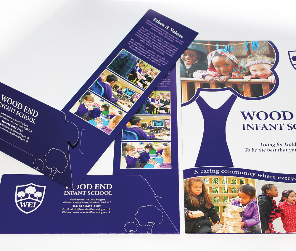 school folder with interlocking pockets - flat design full colour bespoke