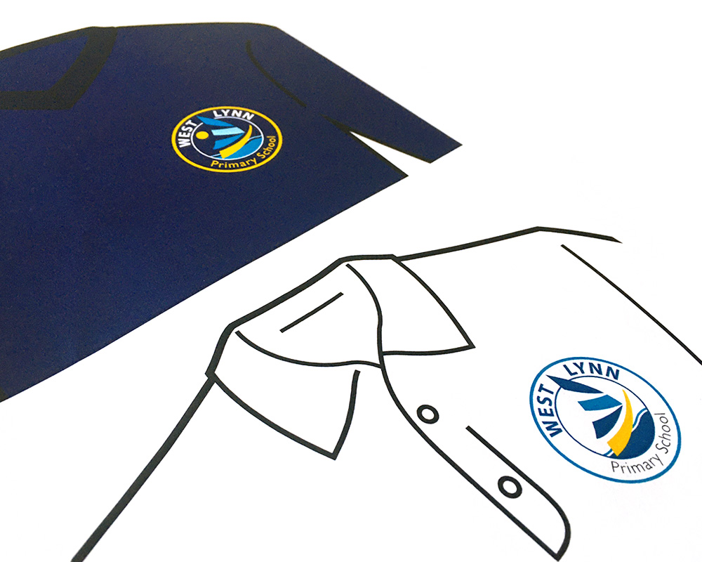 School Logo design for stationery uniform bags signage postcards