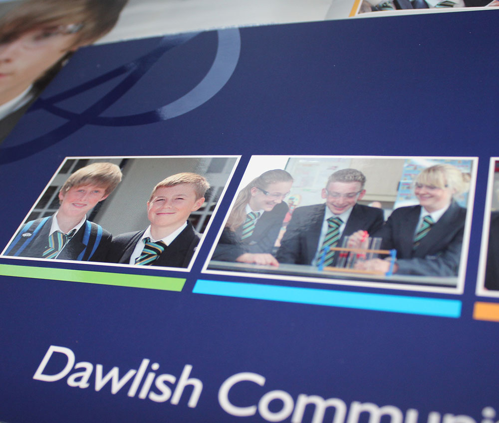 school prospectus brochure with spot UV varnish and matt lamination